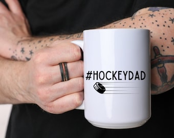 Taza del papá del hockey Taza del disco de hockey para el papá Taza del papá del hockey para la taza del padre del hockey para el día del padre del jugador de hockey