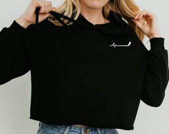 Hockey sur glace sweat crop à capuche chemise femmes joueur de hockey hockey sur glace entraîneur cadeau hockey bière ligue cadeau femmes hockey à capuche chemise de hockey