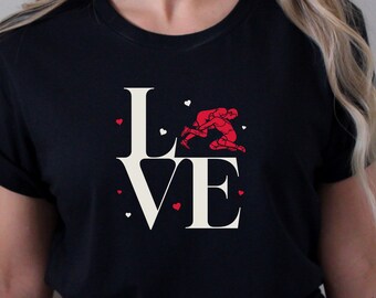 Lucha libre día de San Valentín camiseta regalo para el jugador de lucha libre amor lucha libre mamá regalo camiseta lucha libre papá regalo camisa lucha amante lucha libre