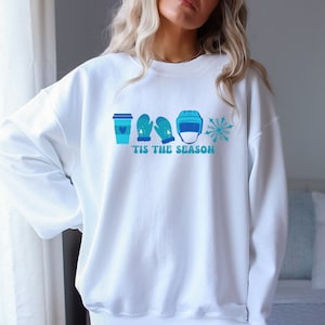 Ice Hockey mom winter season ice hockey mom gift hockey sweatshirt hockey mom sweater hockey latte hockey mom sweatshirt mitten snowflake