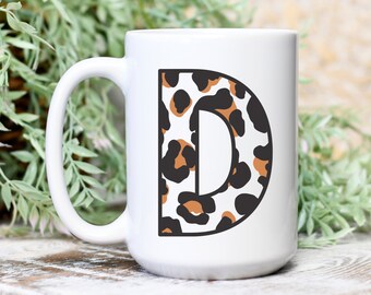 Cheetah imprimer lettre D tasse cadeau initial tasse cadeau pour son cadeau pour lui tasse pour collègue cadeau tasse individuelle D cadeau de tasse initiale