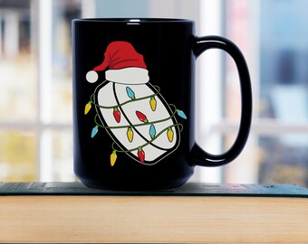 Christmas hockey mug gift for hockey mom hockey dad hockey grandparent gift mug ice hockey mug christmas lights mug gift hockey coach