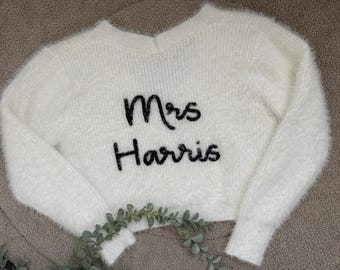 Hand Embroidered Bridal Cardigan: White Occasion Wedding Bride Personalised Knitwear