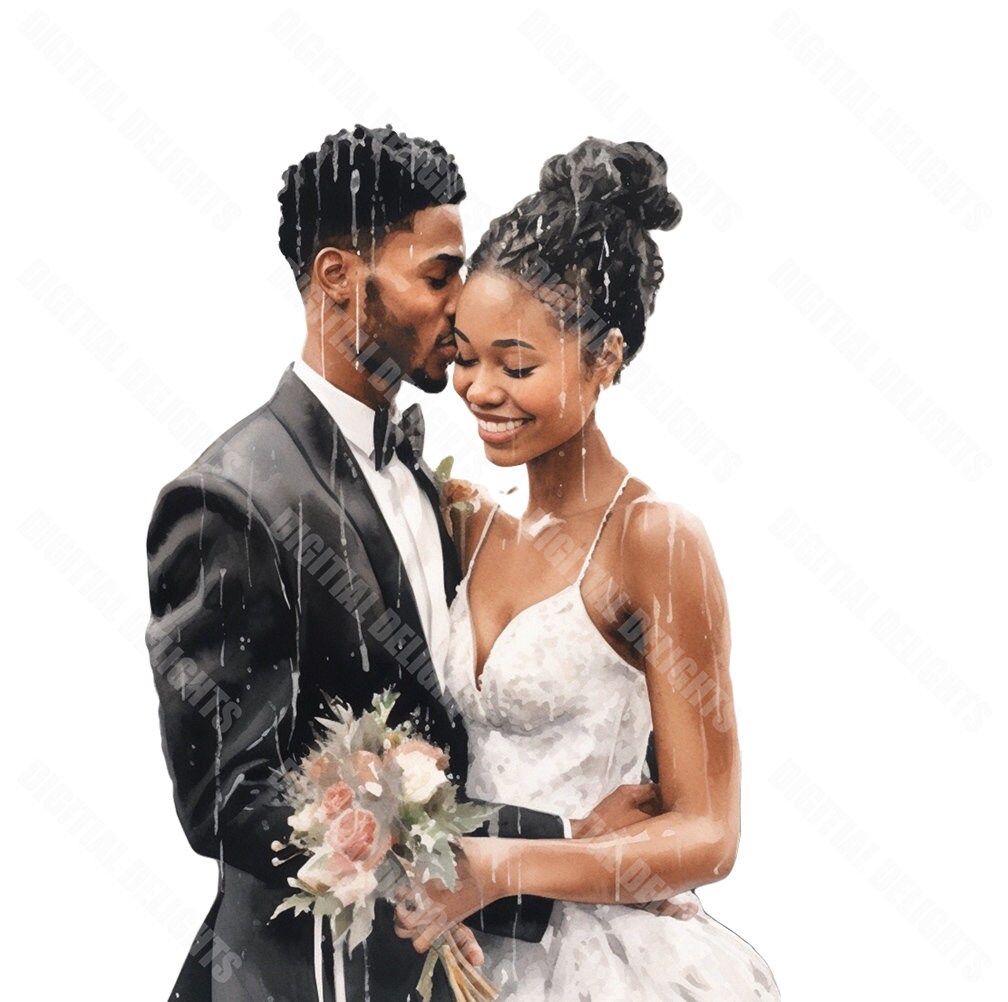 9 Just Married Black Couple Clipart Png , Black Couple Art Bundle for ...