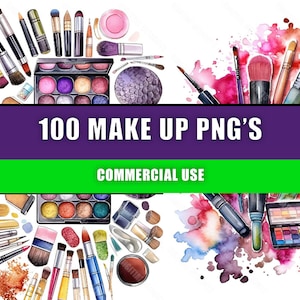 Makeup Clipart - 100 Images PNGs - Beauty Cosmetic Watercolor Clipart - Digital Planner - Journaling - Card Making - Digital Download