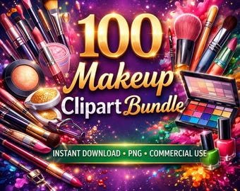 Makeup Clipart - 100 Images PNGs - Beauty Cosmetic Watercolor Clipart - Digital Planner - Journaling - Card Making - Digital Download