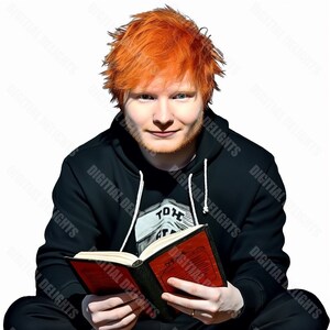 Ed Sheeran Reading a Book PNG Transparent Clipart Abstact Design,Printable Sublimation,Digital Instant Download,Love For Music Art