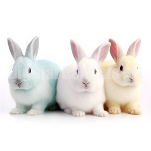 3 Bunny Rabbit PNG Digital Download Files - Bunnies Rabbits Clipart Clip Art Easter Spring