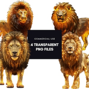 Transparent Golden Lion PNG Download, Golden Lion Lake Instant Downloadable Wallpaper, Digital Download Poster, Digital Art, Downloadable