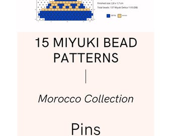 15 pins beading pattern INSTANT DOWNLOAD - Miyuki delica 11/0 - beadwork - technical brickstitch. Morocco Collection.