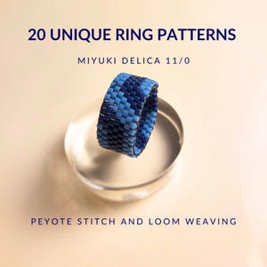 20 Beaded Ring Patterns E-Book | Peyote Stitch & Loom Weaving Tutorial | Miyuki Delica 11/0 Digital Download