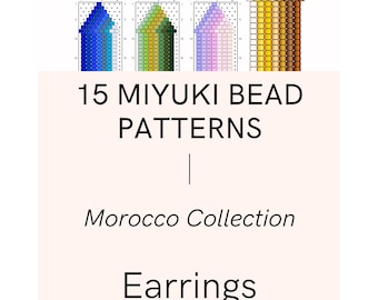 15 earrings beading pattern INSTANT DOWNLOAD - Miyuki delica 11/0 - beadwork - brick stitch & fringe technique. Morocco Collection