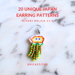 20 Japan Beaded Earring Patterns E-Book | Miyuki Delica 11/0 Brickstitch Charts | Japanese Jewelry Tutorial PDF