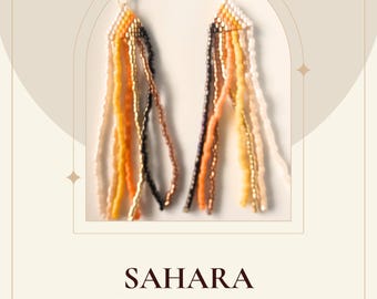 PDF Pattern Sahara earrings pattern - Brick Stitch and fringe earrings beading, Miyuki Delica 11/0, Morocco Collection