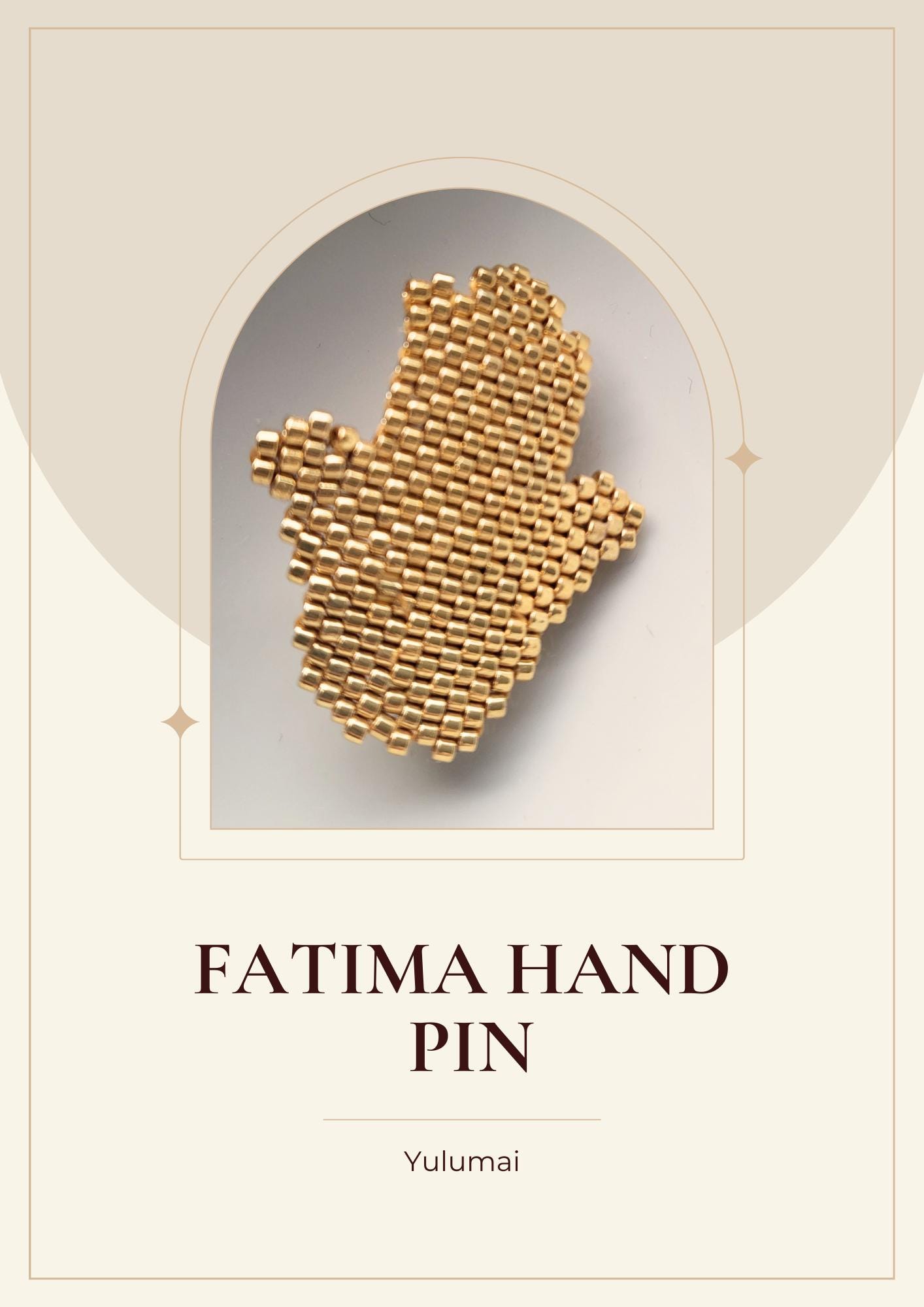 PDF Pattern Fatima Hand pins pattern - Brickstitch pins beading, Miyuki Delica 11/0, Morocco Collection