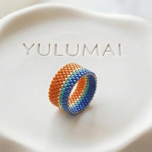 Miyuki Delica Pattern PDF - Mandarin Ring - Even Count Peyote Stitch Tutorial - 18 Pages Instant Download - Bead Chart