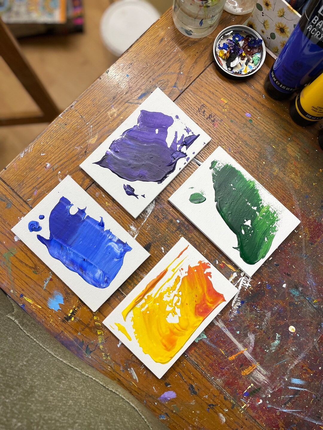 Movement Exploration in Four Colors Abstract/expressionist Acrylic ...