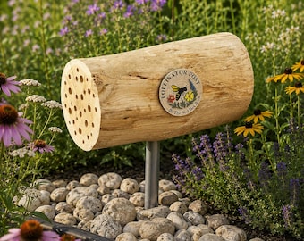 Handcrafted Cedar Bee House | Native Habitat, Mason Bee Hotel, Pollinator Garden Decor