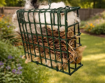 Bird Nesting Material Kit: Hanging Basket with Natural Wool, Cotton and Fur