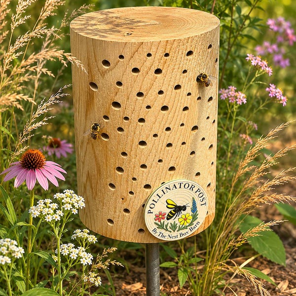 Solitary Bee Hotel – Unique Post Design | Handmade Bee House for Pollinators