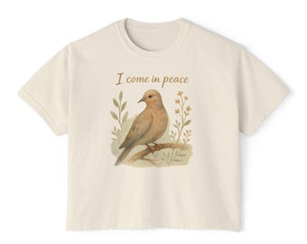 Morning Dove Tee - Peaceful Bird Women&#39;s Boxy Tee | Nature-Inspired Fashion, Casual Wear, Gift for Bird Lovers, Summer T-Shirt,