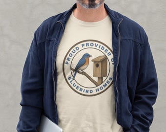 Bluebird Provider Unisex T-shirt, Bluebird Nest Box Operator Shirt, Bluebird Trail Gift Tee, Bluebird Enthusiast Top, Garment-Dyed Tee