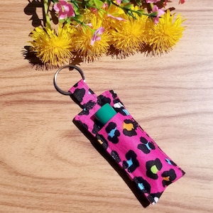 Lip Balm Holder, Chapstick Holder, Lip Stick Holder, Lip Gloss Holder, Lip Balm Chapstick Holder Keychain, Fabric Lip Balm Holder