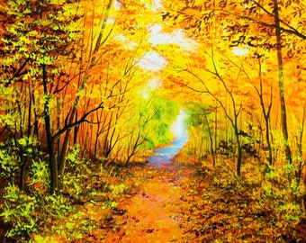 Nature Painting on Canvas, autumn landscape, nature art, autumnal art "Sweet Autumn"