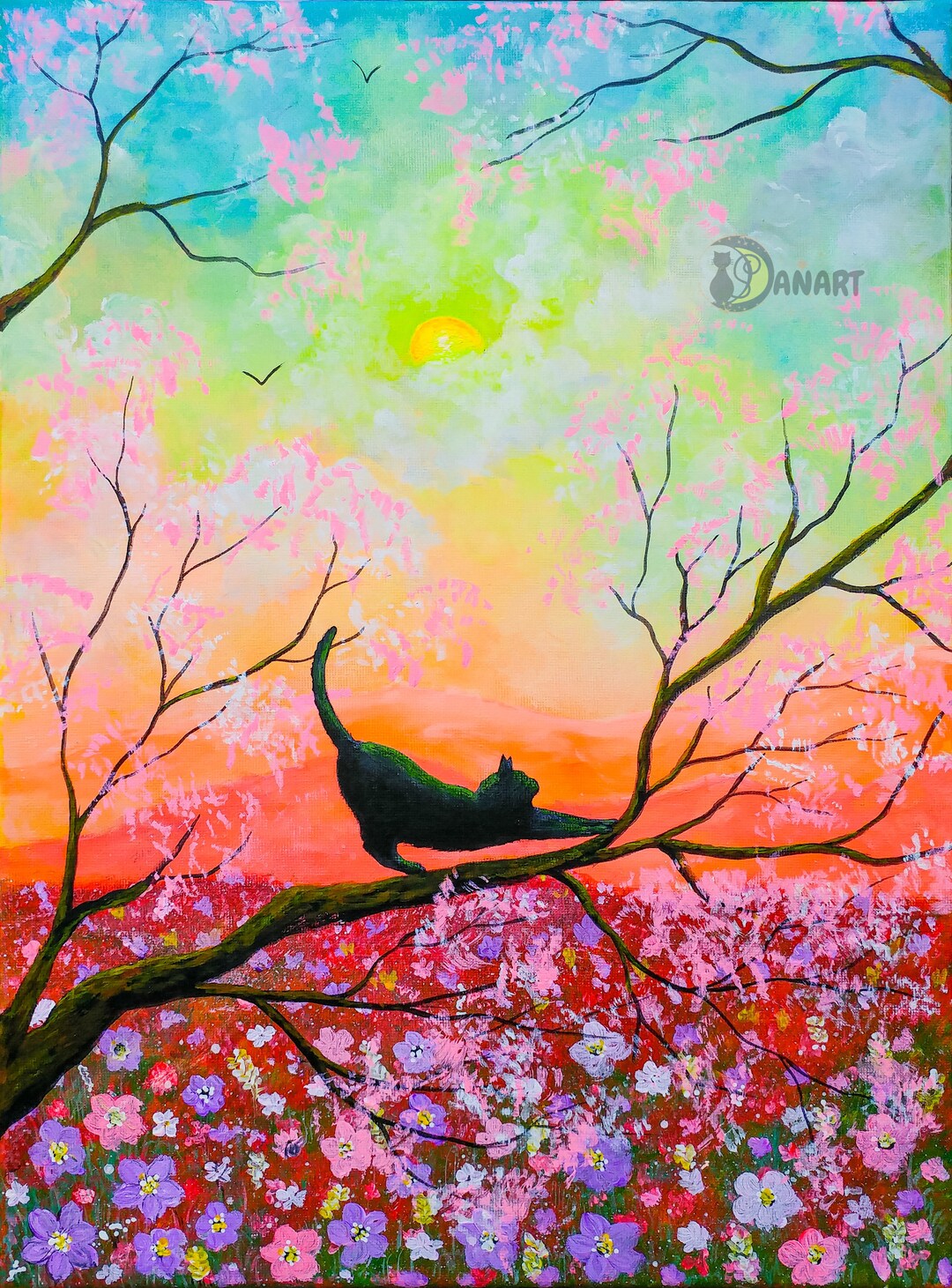Cat Art Print, Digital Print, Printable Art stretching - Etsy