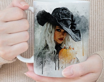 Hexe Kürbisbecher Sublimationsdesign, gruselige Halloween Kaffeebecher Wrap PNG, digitaler Download
