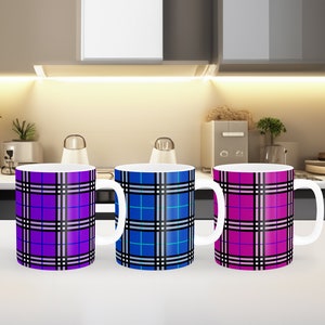 Cozy Plaid Mug Wraps Bundle, 11oz 15oz Sublimation PNG Set, Digital Download