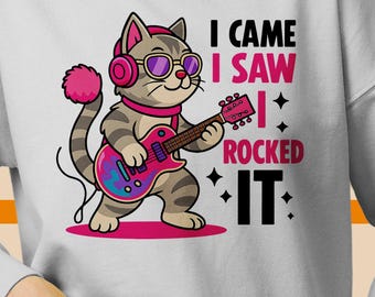Rock Star Cat PNG Sublimation Design, Funny T-Shirt Clipart, Music  Printable Graphics, Digital Download