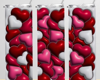 Heart Pattern Tumbler Wrap 20oz - PNG Files for Sublimation - Instant Digital Download