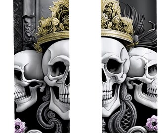 Halloween-dödskalle, sublimeringsdesign, krönt dödskalle PNG-omslag, digital nedladdning