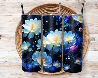 20oz Skinny Tumbler Wrap Sublimation with Floral Seamless Pattern Digital Design, High-Quality PNG File for Instant Download