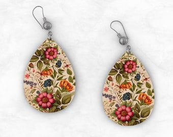 Printable Floral Teardrop Earring PNG Files, Sublimation Designs for unique Gift for Any Occasion & DIY Jewelry,  Digital Instant Download