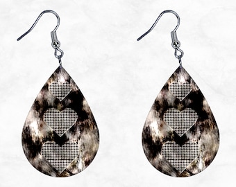 Hearts Teardrop Earring PNG, Valentine Jewelry Sublimation Design, Instant Download