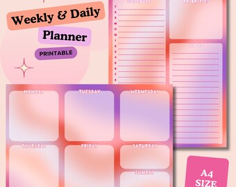 Daily & Weekly Printable Planner | A4 Size | Undated Planner