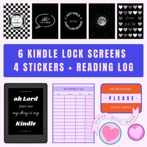 Kindle Lock Screen | Kindle Paperwhite Lock Screen | Kindle Sticker | Reading Log | Reading Journal | Kindle Starter Bundle