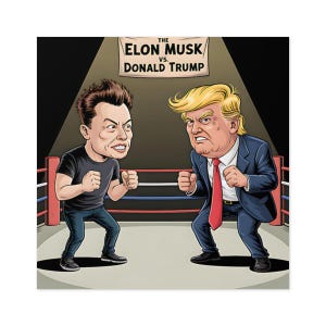 Funny Political Magnets & Stickers, Elon VS Trump, Political Humor Boxing Match