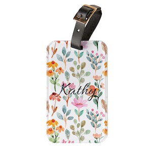 Watercolor Floral Luggage Tag: Personalized Acrylic Bag Tag
