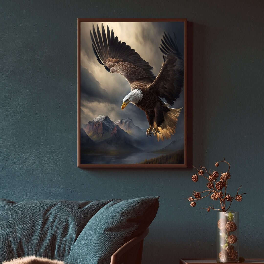 Bald Eagle, Eagle Wall Art, Bird of Prey, Digital Print, Printable Wall ...