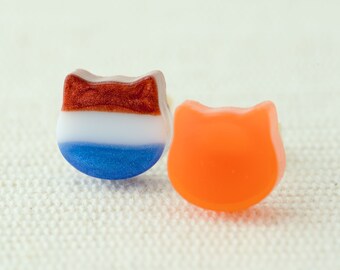 Nederlandse vlag kleuren kat oorbellen set - unieke handgemaakte hars epoxy oorbellen