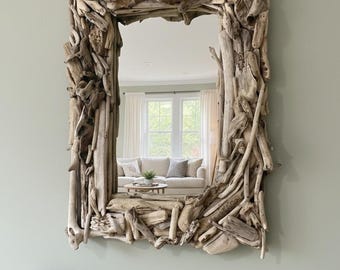 Handmade Driftwood Mirror: Natural Wood Wall Decor