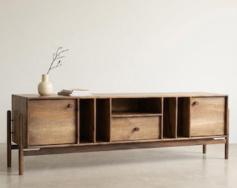 Solid Wood TV Stand with Modern Mid Century Style