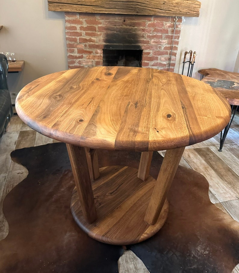 Handmade Solid Walnut Round Dining Table – All-natural Wood, Custom ...