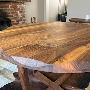 Round Walnut Table - Handmade, Modern Design, Compact, Space-Saving,Multi-Purpose Dining and Work Table