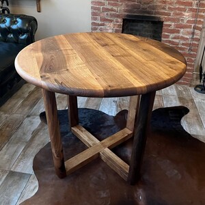 Handmade Round Walnut Dining Table – Solid Wood Kitchen & Dining Room ...