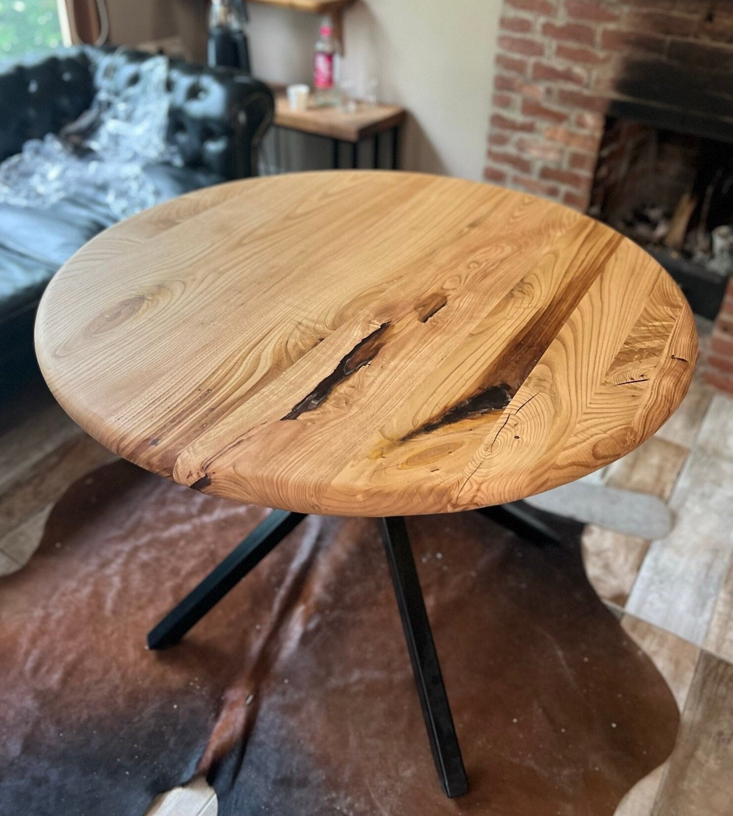 新品イタリア製無垢材楕円ダイニングテーブルセット 150cm象嵌