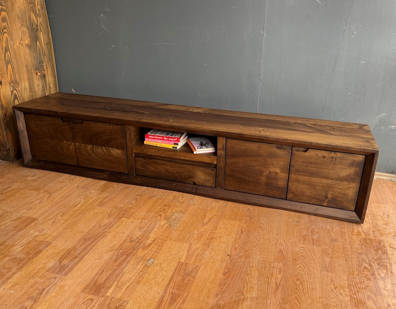 Walnut Modern Tv Stand / Modern Tv Unit / Custom Made Tv Stand Etsy